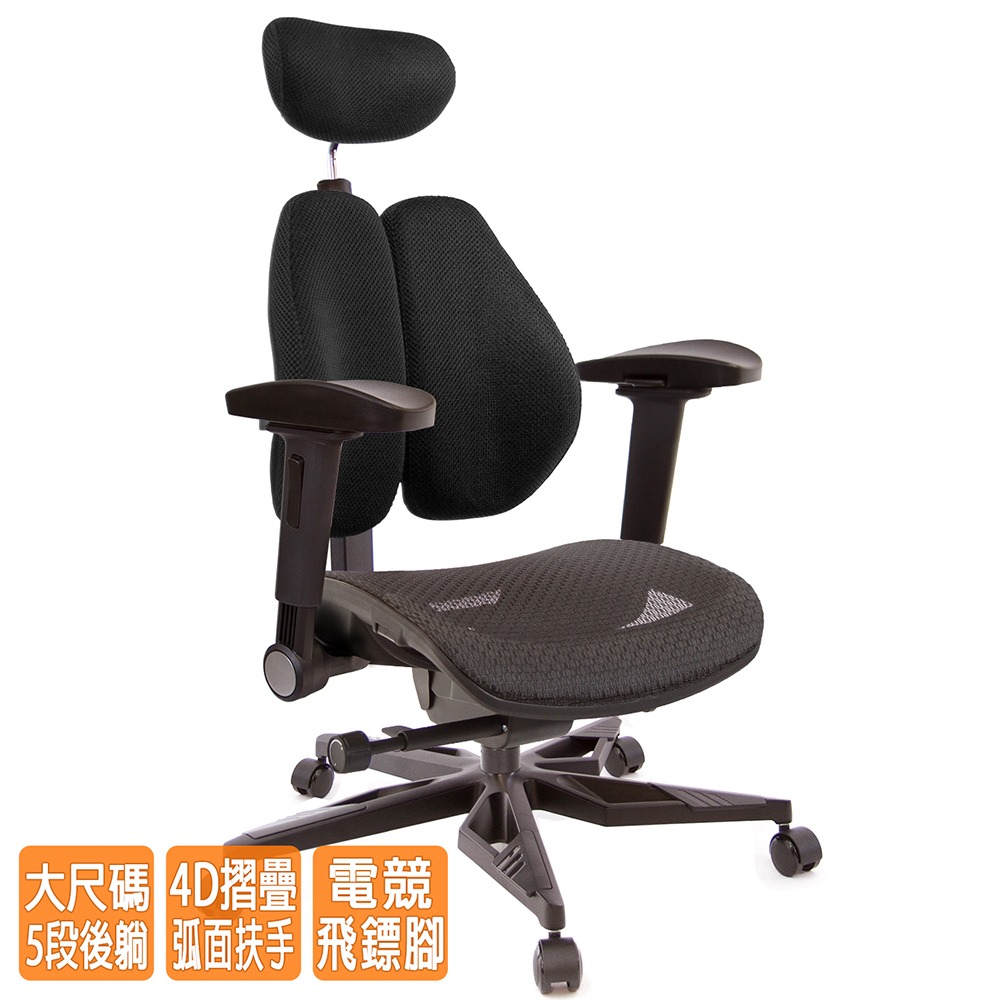 GXG 高雙背工學 電腦椅(電競腳/4D弧面摺疊手)  型號3076 KGA1D-細節圖2