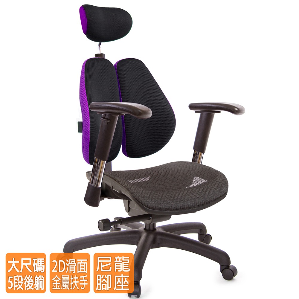 GXG 高雙背工學 電腦椅(2D滑面金屬扶手)  型號3076 EA6-細節圖2