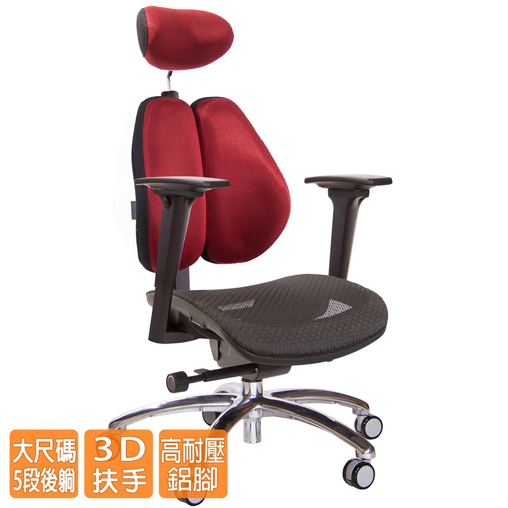 GXG 高雙背工學 電腦椅(鋁腳/3D升降扶手)  型號3076 LUA9-細節圖2