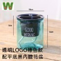 透明LOGO配平底黑內膽花盆-綠色款