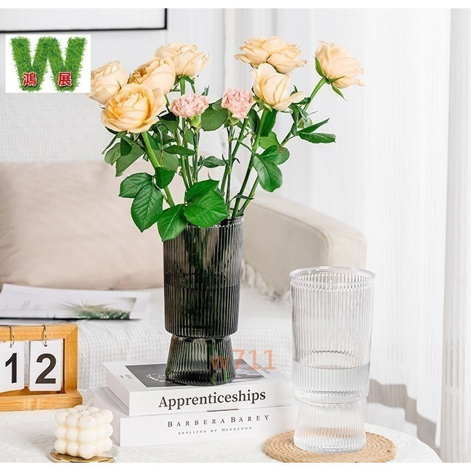 W711鴻展 土培 水培二用 自動吸水 透明 竪紋 獎杯款 花盆 透明款 圓型 花盆 花瓶 北歐風 仿玻璃透明度-細節圖6