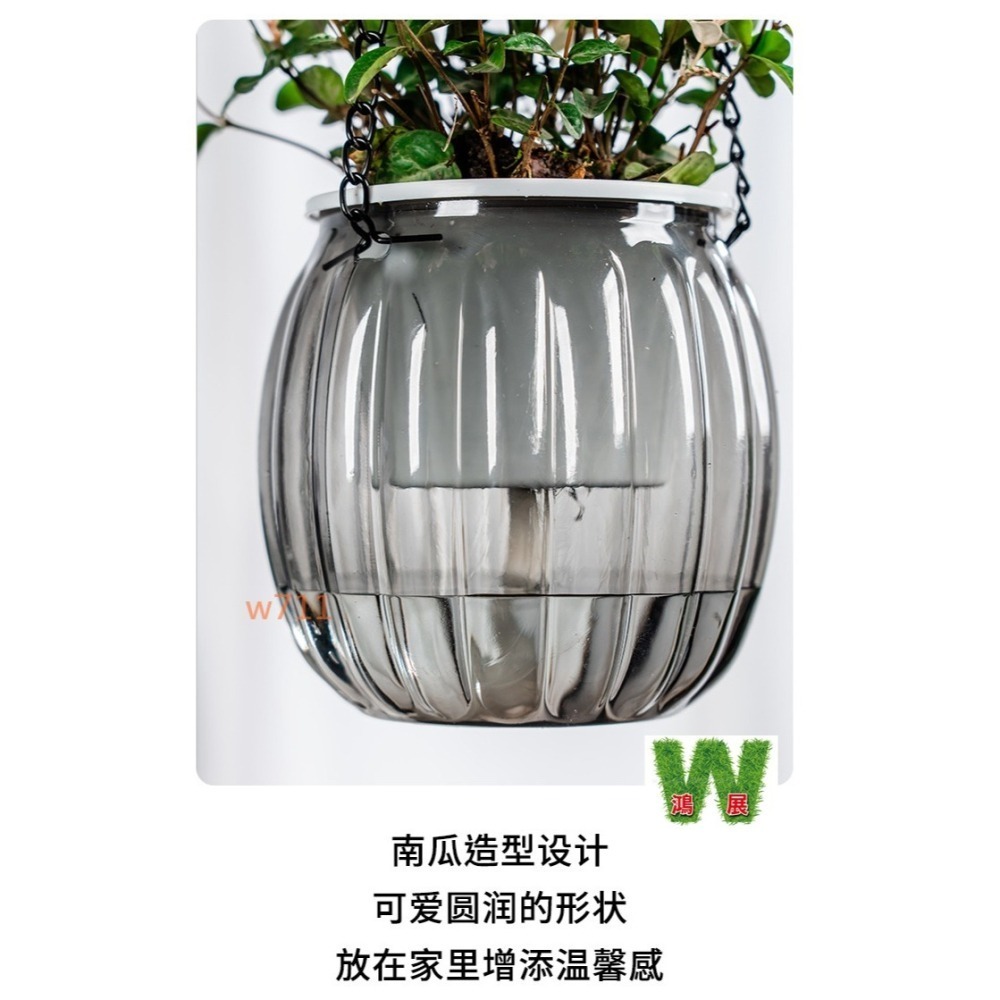 吊籃 懸掛式 南瓜 造型 自動吸水 水培 花盆 陽臺 家用 花器 蓄水器皿 容器 花瓶 種植 植物 W711鴻展-細節圖5