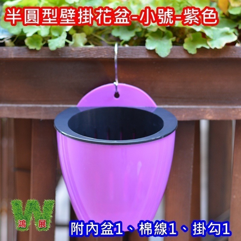 半圓型壁掛花盆-小號-紫色(組)