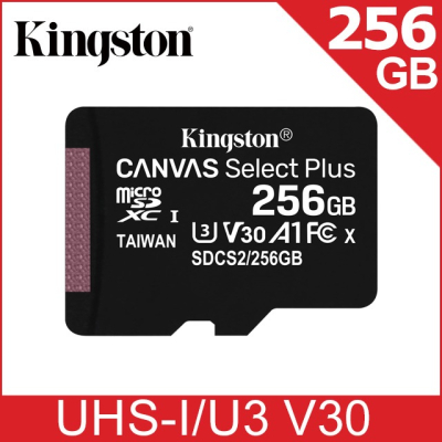 Kingston Canvas Select Plus microSDXC 256GB記憶卡(SDCS2/256GB)