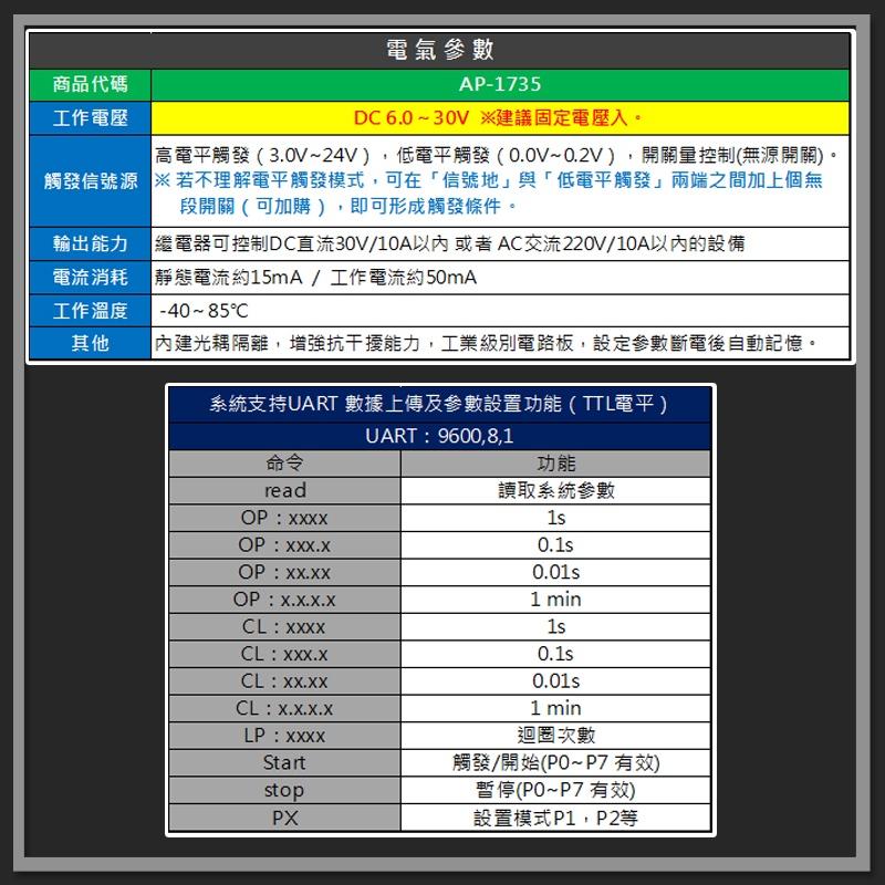 【W85】DIY 《觸發延遲開關模組》DC6~30V 寬電壓 光偶隔離 自動記憶 【AP-1735】-細節圖4