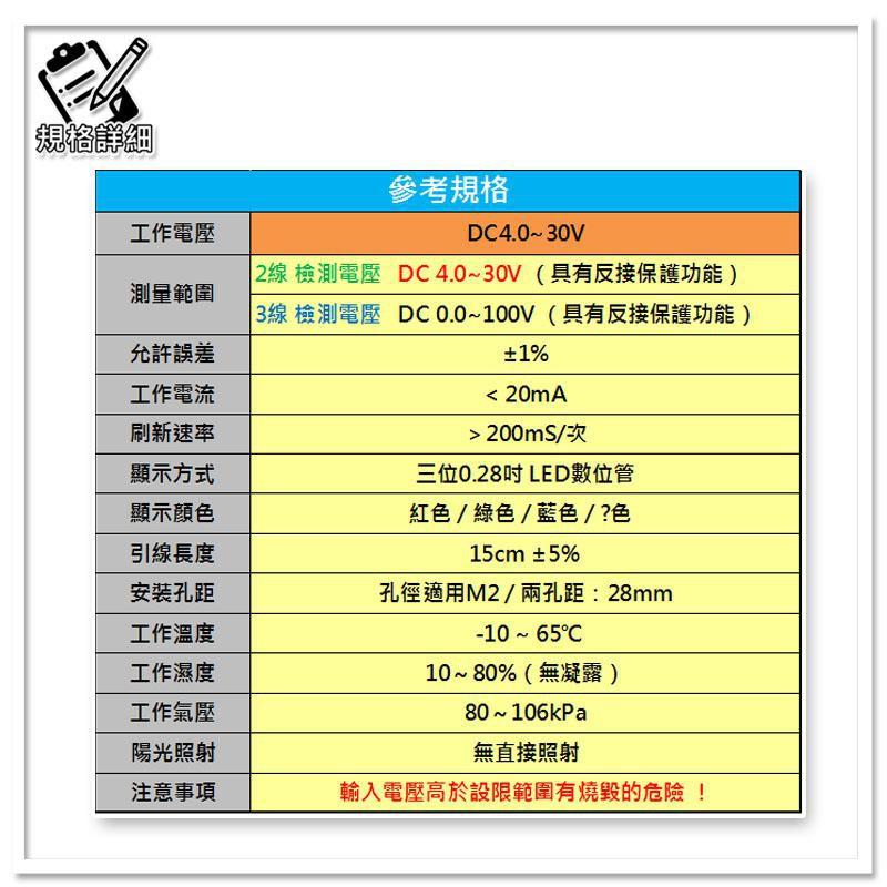 【W85】DIY 0.28吋《直流電壓表》3線兩用款 體積迷你 電壓寬 DC0-100V【TL-1307@】-細節圖4