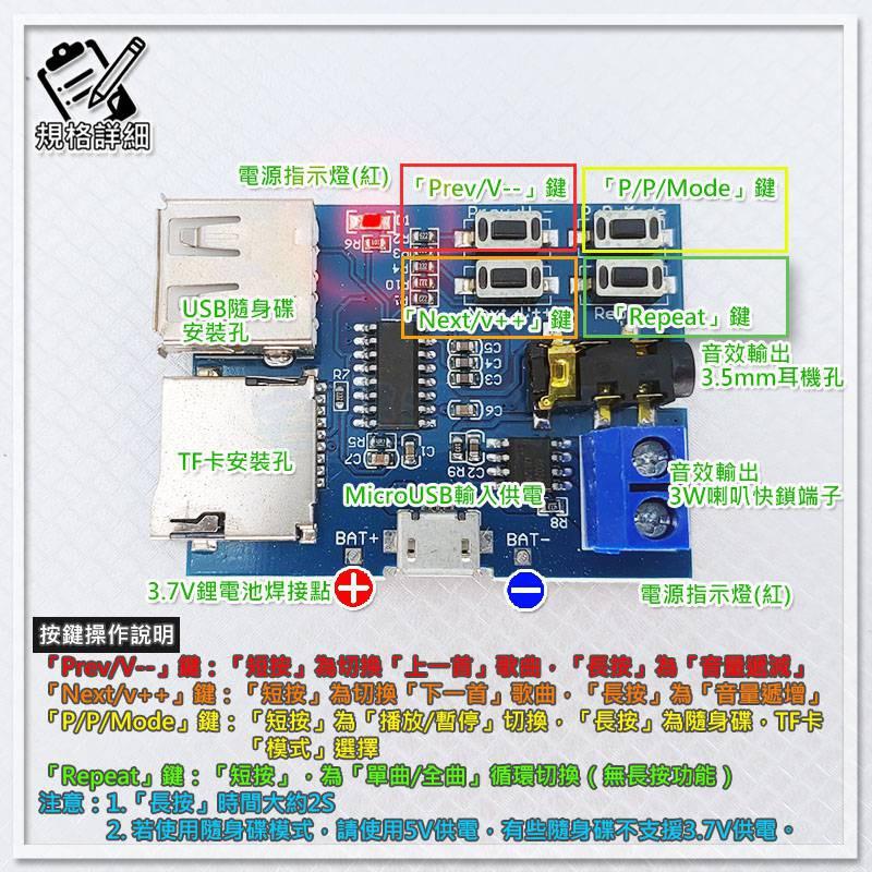 【W85】 DIY mp3模組《MP3解碼撥放模組》支援TF+USB隨身碟 MP3無損解碼【AP-1256】-細節圖3