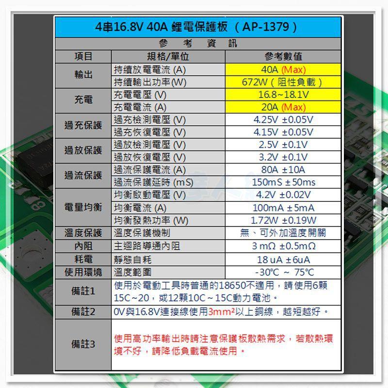 【W85】 DIY《 16.8V鋰電池保護 》4串18650 鋰電池保護板 10MOS 40A 帶均衡【AP-1379】-細節圖5