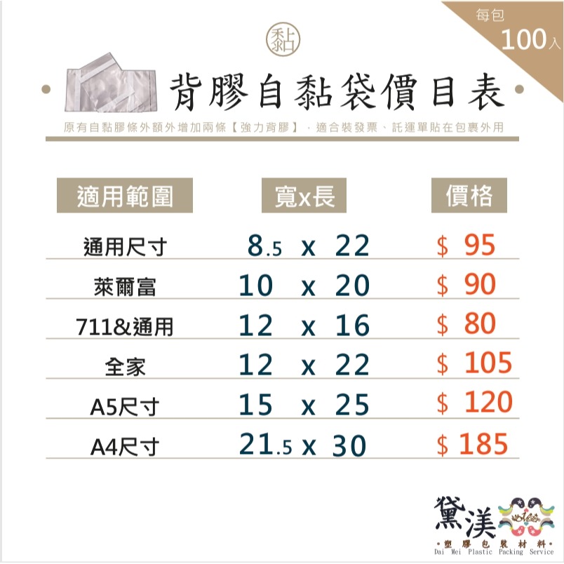 『寄件單通用尺寸8.5*22cm背膠自黏袋100入』超商寄件袋 OPP自黏袋.透明包裝袋.黛渼 買10送1 QB0822-細節圖2