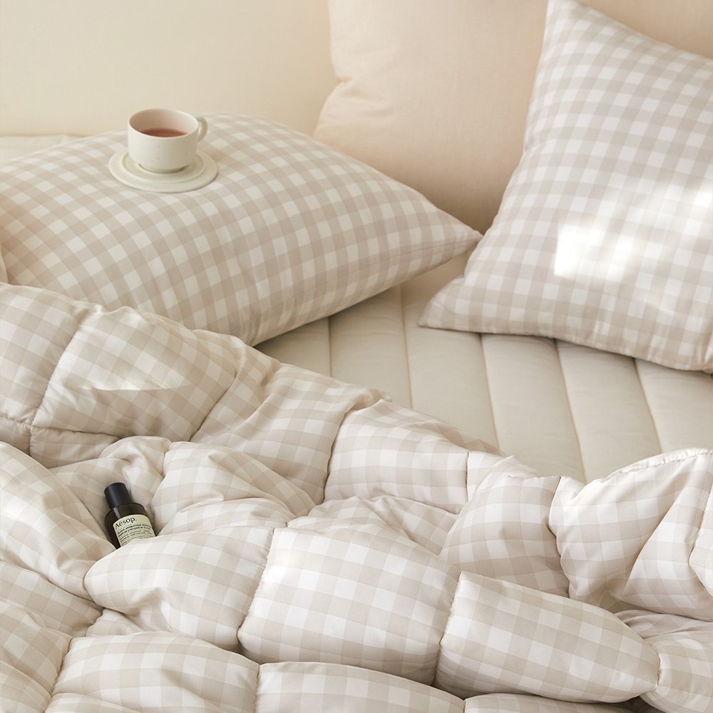 韓國四季被【溫暖家】maatila 彩色格紋系列 6款花色 韓國棉被 枕頭套  床墊 床單 枕頭套 被單-細節圖11