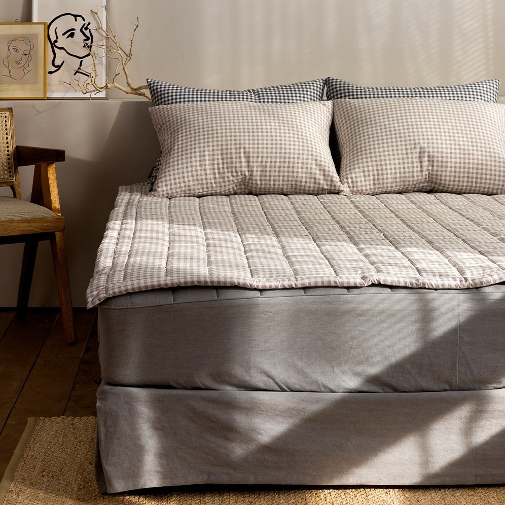 韓國床墊【溫暖家】maatila 甜品格紋系列 格紋床墊 止滑墊 可水洗  墊子 四季用 韓國 寢具-細節圖7