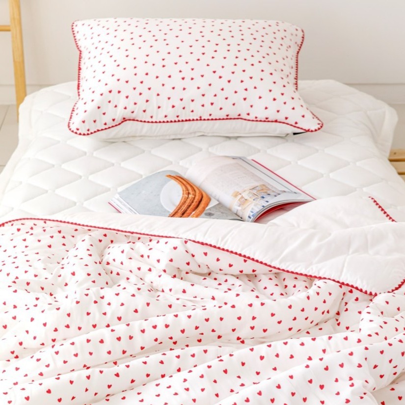 韓國涼被【溫暖家】DATTAMI 小愛心 夏季涼被 夏被 薄款 被子 枕頭套 水洗  床墊 韓國製 韓國棉被-細節圖3