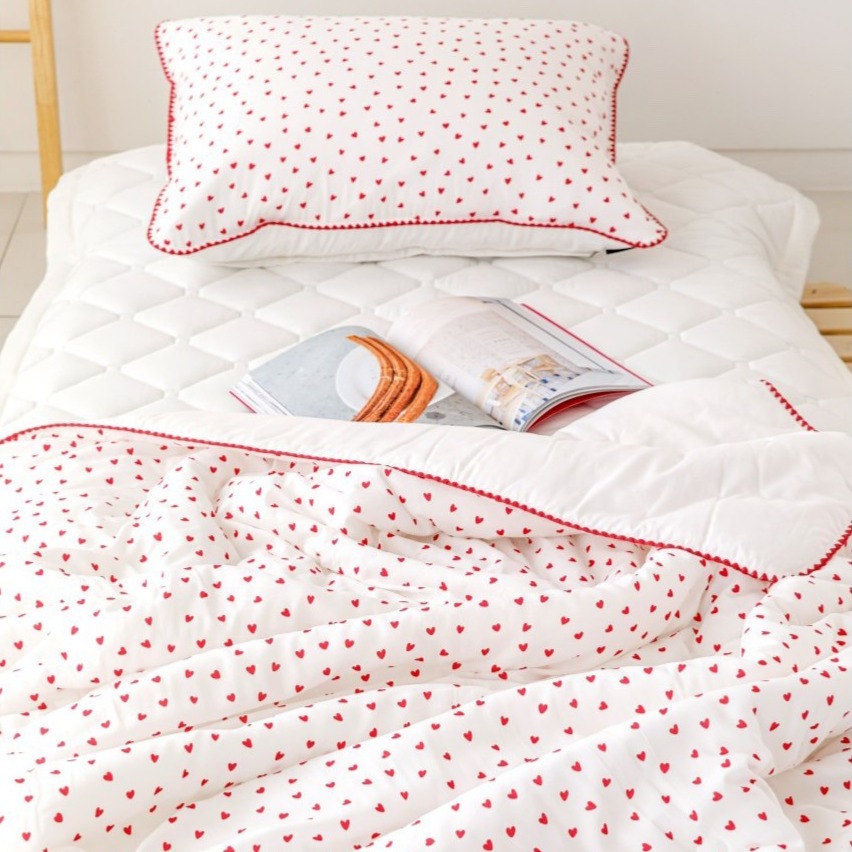 韓國涼被【溫暖家】DATTAMI 小愛心 夏季涼被 夏被 薄款 被子 枕頭套 水洗  床墊 韓國製 韓國棉被-細節圖9