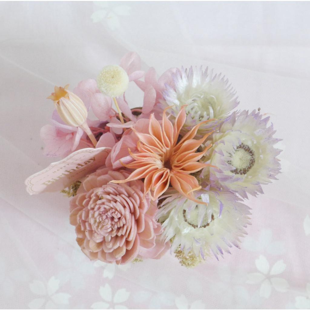 eflora 生日的祝福 莓果蛋糕花 乾燥花 不凋花 永生花聖誕交換禮物樹花圈-細節圖2