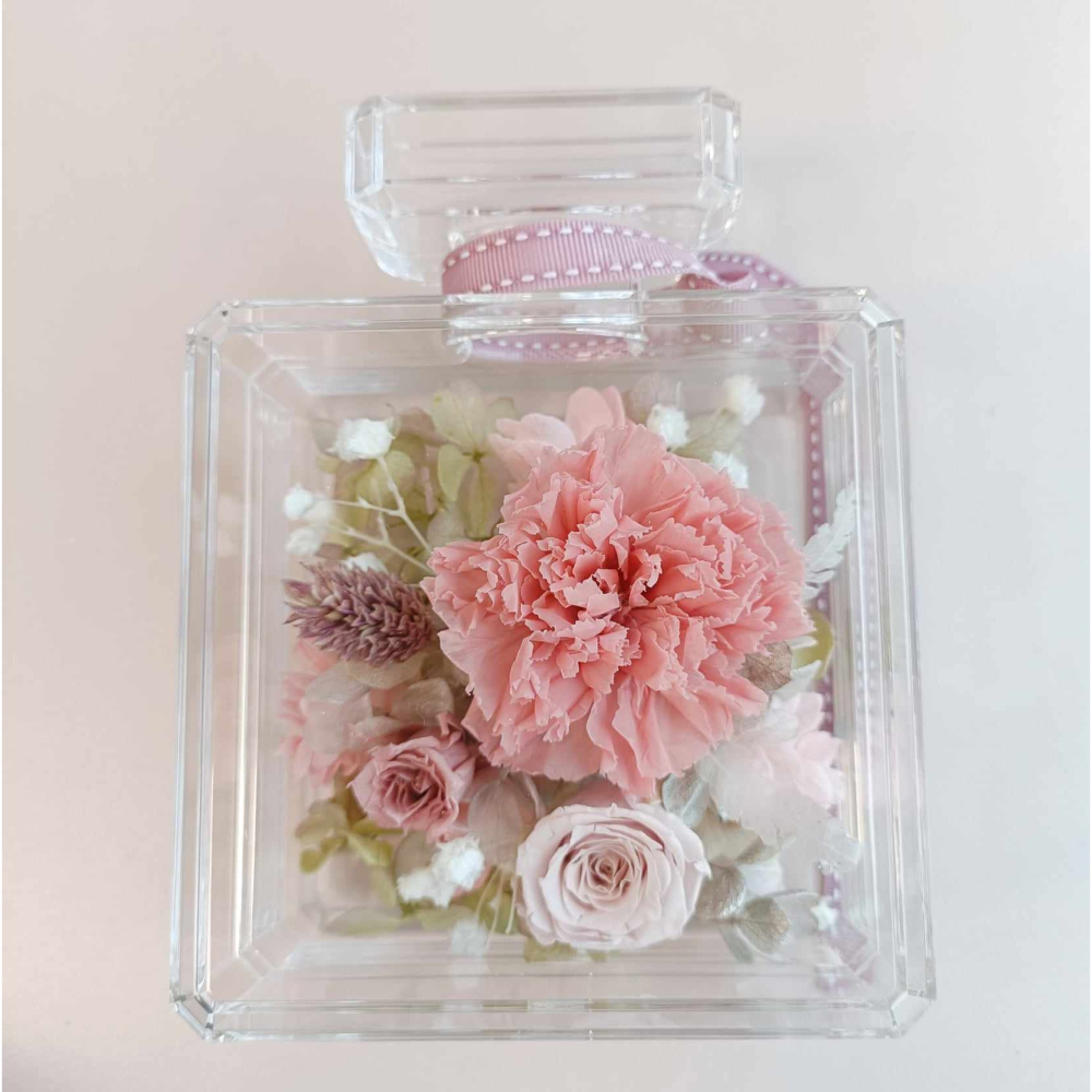 永生花粉紫康乃馨香水瓶 婚禮捧花永生乾燥花母親節康乃馨生日禮物畢業謝師花束-細節圖4