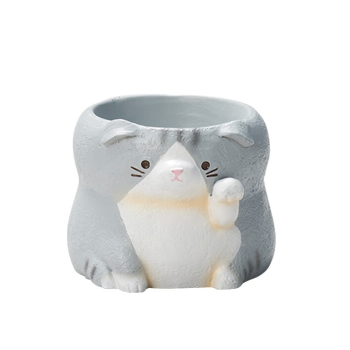 現貨招財貓愛心 日本進口花器 迷你花器 多肉盆栽 Greenhouse 樹脂花盆花器資材生日聖誕節新年開幕開運婚禮禮物-細節圖4