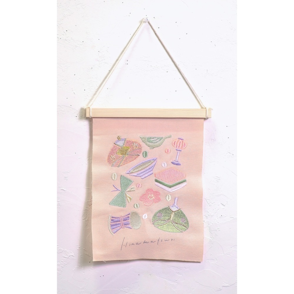 日本進口刺繡新年春節掛布 馬年招財貓達摩注連繩年菜文鳥女兒節獨角獸掛軸掛飾裝飾 居家店面佈置開店賀禮greenhouse-細節圖6