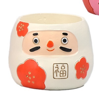 日本進口 Green house 迷你花器多肉盆栽樹脂花盆資材 新年聖誕節羊招財貓達摩年菜生日情人節禮物永生花束-規格圖7