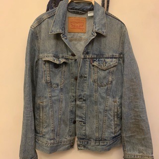日本購入Levi’s JACKET S號 經典丹寧牛仔外套 夾克 皮製老標 重磅 復古 淺藍 作舊 水洗 古著 木村