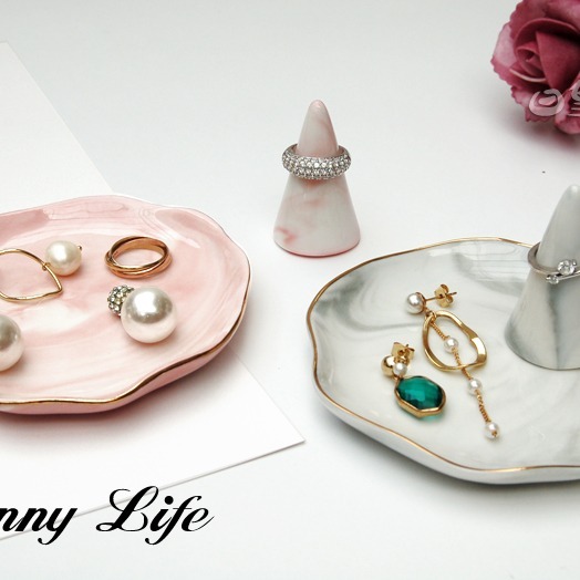 大理石紋碟子 大理石金邊收納盤 拍照道具 首飾盤 點心盤 歐式餐具 盤子 調味碟 飾品展示盤 日皇-細節圖7