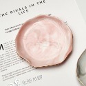 粉色大理石碟(金邊)
