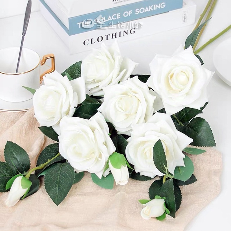 仿真玫瑰花 玫瑰花 拍照道具 仿真花 三頭玫瑰花 絨布玫瑰花 婚禮佈置 拍攝道具 擺飾 裝飾 佈置 台灣現貨 日皇-細節圖7