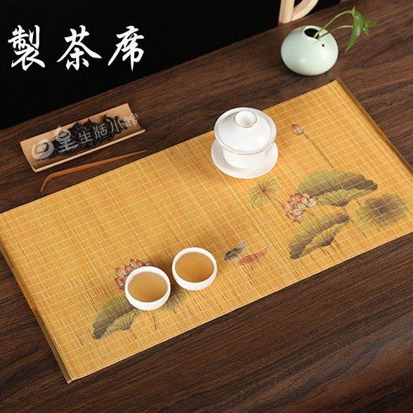 印花茶席 竹製茶席 竹席 竹簾 拍照道具 泡茶用具 茶席 竹墊 茶具 茶道 泡茶墊 餐墊 桌墊 攝影道具 日皇-細節圖8