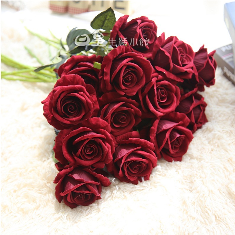 仿真玫瑰花 拍照道具 玫瑰花 絨布玫瑰花 仿真花 婚禮佈置 拍攝道具 擺飾 裝飾 化妝品飾品拍照道具 日皇-細節圖7