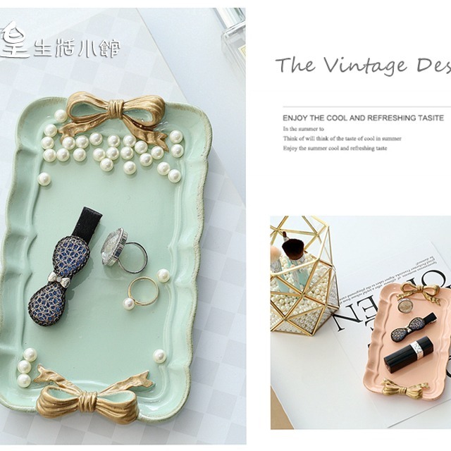 拍照道具 飾品收納盤 托盤 飾品展示盤 蝴蝶結收納盤 裝飾盤 首飾盤 點心盤 收納盤 日皇-細節圖3