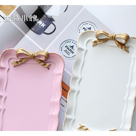 拍照道具 飾品收納盤 托盤 飾品展示盤 蝴蝶結收納盤 裝飾盤 首飾盤 點心盤 收納盤 日皇-細節圖6