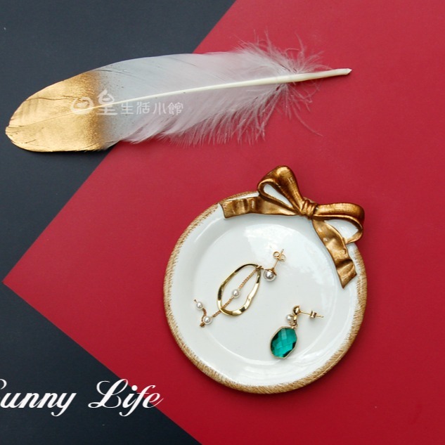 拍照道具 飾品收納盤 蝴蝶結收納盤 飾品展示盤 裝飾盤 收納盤 首飾盤 點心盤 托盤 日皇二館-細節圖2