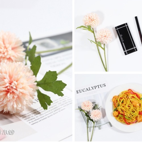 仿真花 拍照道具 蒲公英 繡球花 球菊 仿真花束 拍攝道具 婚禮佈置 擺飾 裝飾 化妝品飾品拍照道具 日皇二館-細節圖6