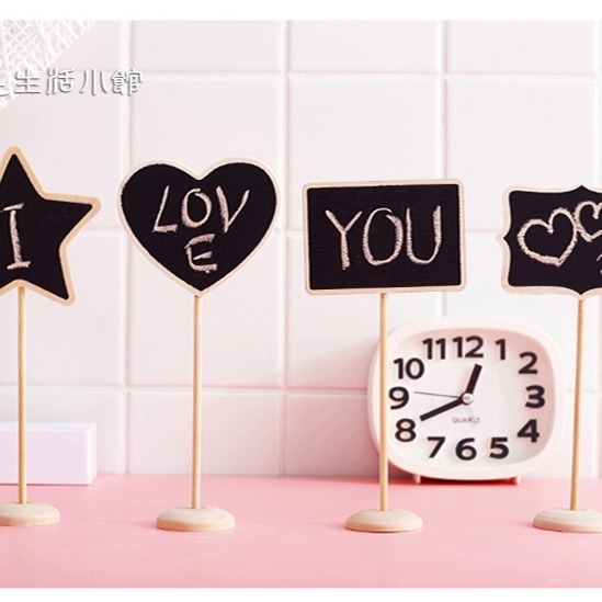 造型小黑板 桌面立式小黑板 拍照道具 留言板 標示牌 備忘錄 桌號牌 園藝造景 婚禮佈置 餐廳擺飾 日皇-細節圖2