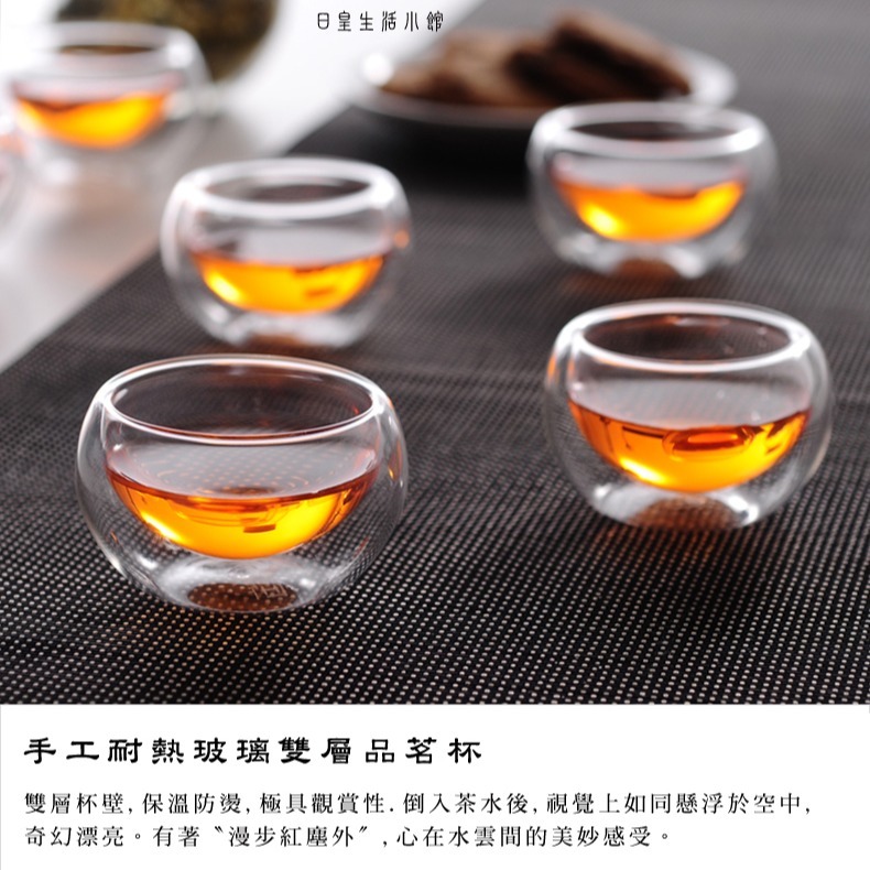 雙層杯 雙層玻璃杯 雙層品茗杯 雙層隔熱杯 50ml 6入組 台灣現貨 日皇-細節圖5