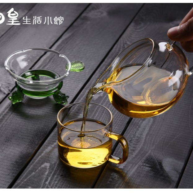 茶濾 茶漏 耐熱玻璃茶濾茶道配件 龍頭琉璃底座茶漏 茶葉過濾器 功夫茶具 日皇-細節圖7