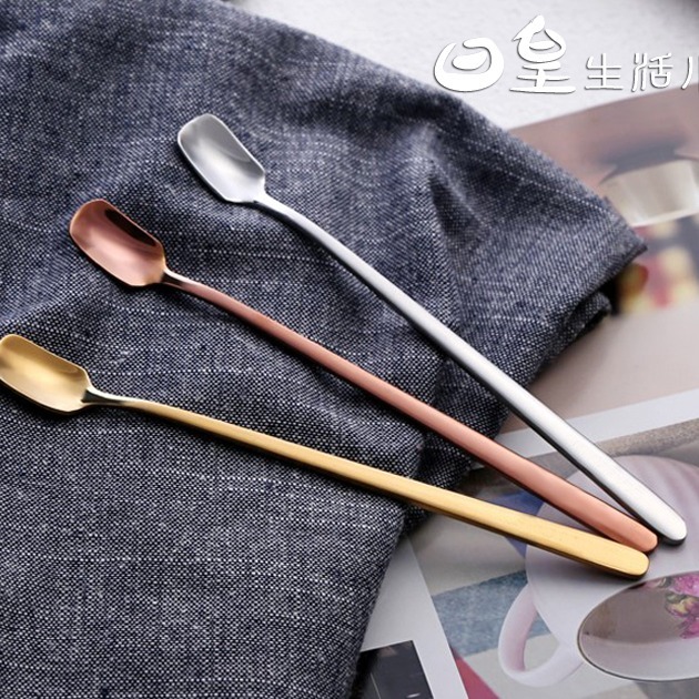 攪拌勺 台灣現貨 北歐風不銹鋼長柄攪拌勺 湯匙 拍照道具 ins 咖啡勺 金色攪拌勺 環保餐具 不銹鋼餐具 日皇-細節圖2
