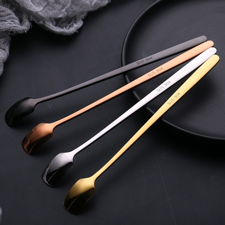 攪拌勺 台灣現貨 北歐風不銹鋼長柄攪拌勺 湯匙 拍照道具 ins 咖啡勺 金色攪拌勺 環保餐具 不銹鋼餐具 日皇-細節圖8