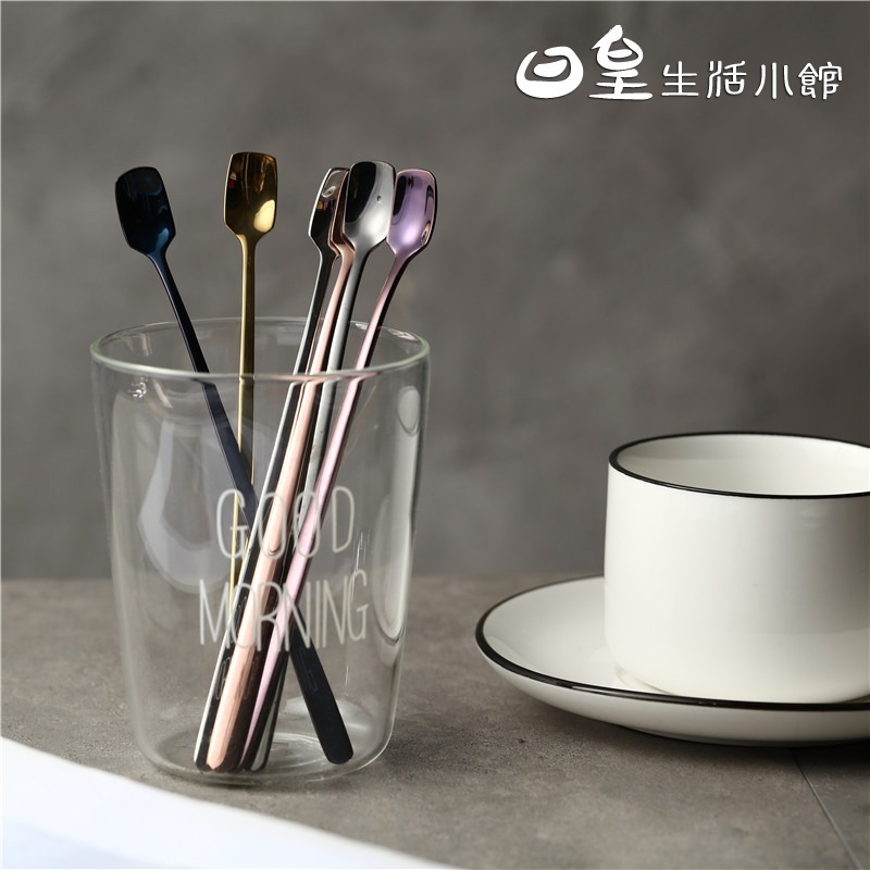 攪拌勺 台灣現貨 北歐風不銹鋼長柄攪拌勺 湯匙 拍照道具 ins 咖啡勺 金色攪拌勺 環保餐具 不銹鋼餐具 日皇-細節圖9