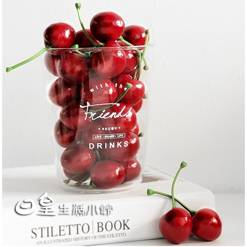 櫻桃 仿真櫻桃 拍照道具 拍攝道具 現貨 裝飾 擺飾 婚禮佈置 飾品DIY 配件 教學道具 日皇-細節圖4