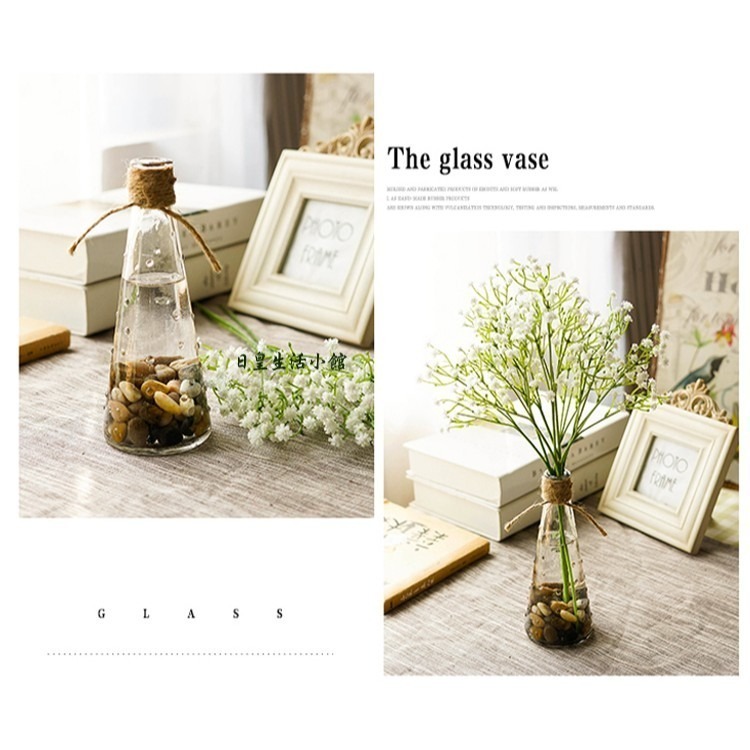 麻繩創意花瓶 日式簡約麻繩玻璃瓶 玻璃花瓶 拍照道具 婚禮小物 家居婚慶裝飾 日皇-細節圖2