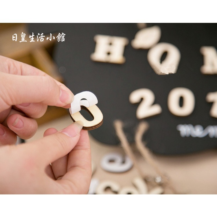可黏貼DIY木質英文字母 木質數字符號貼紙 Zakka 拍照道具 婚禮小物 家居婚慶裝飾擺設 日皇-細節圖4