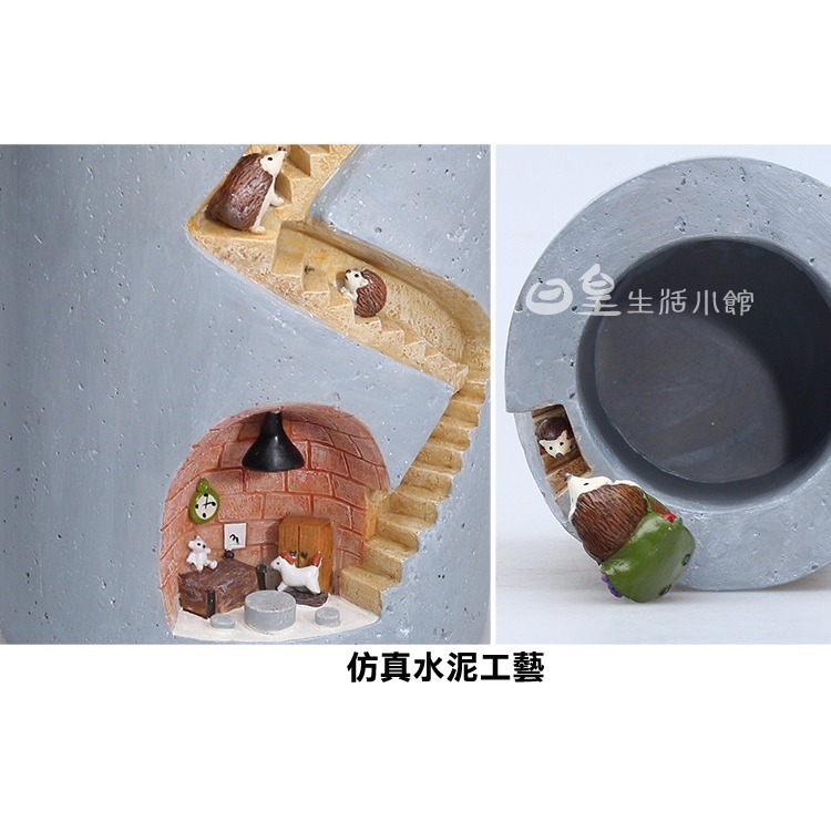 刺蝟 筆筒 可愛動物盆器 多肉植物盆栽 拍照道具 DIY公仔擺飾 微景觀造景 創意禮物 療癒 辦公室小物 日皇-細節圖4