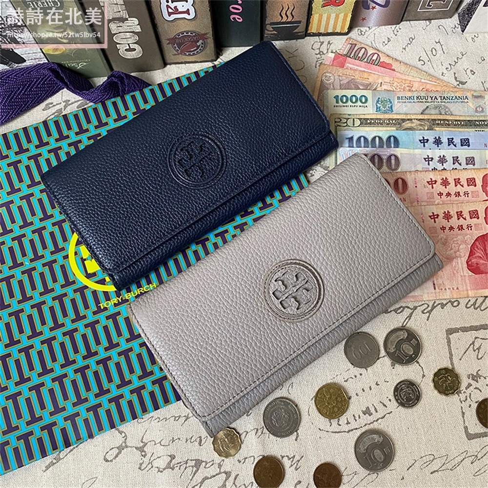 詩詩精品 Tory Burch 皮夾 荔枝紋真皮卡夾 tb長夾 錢包 零錢夾 零錢包 按扣長夾 手拿包 信用卡夾-細節圖2