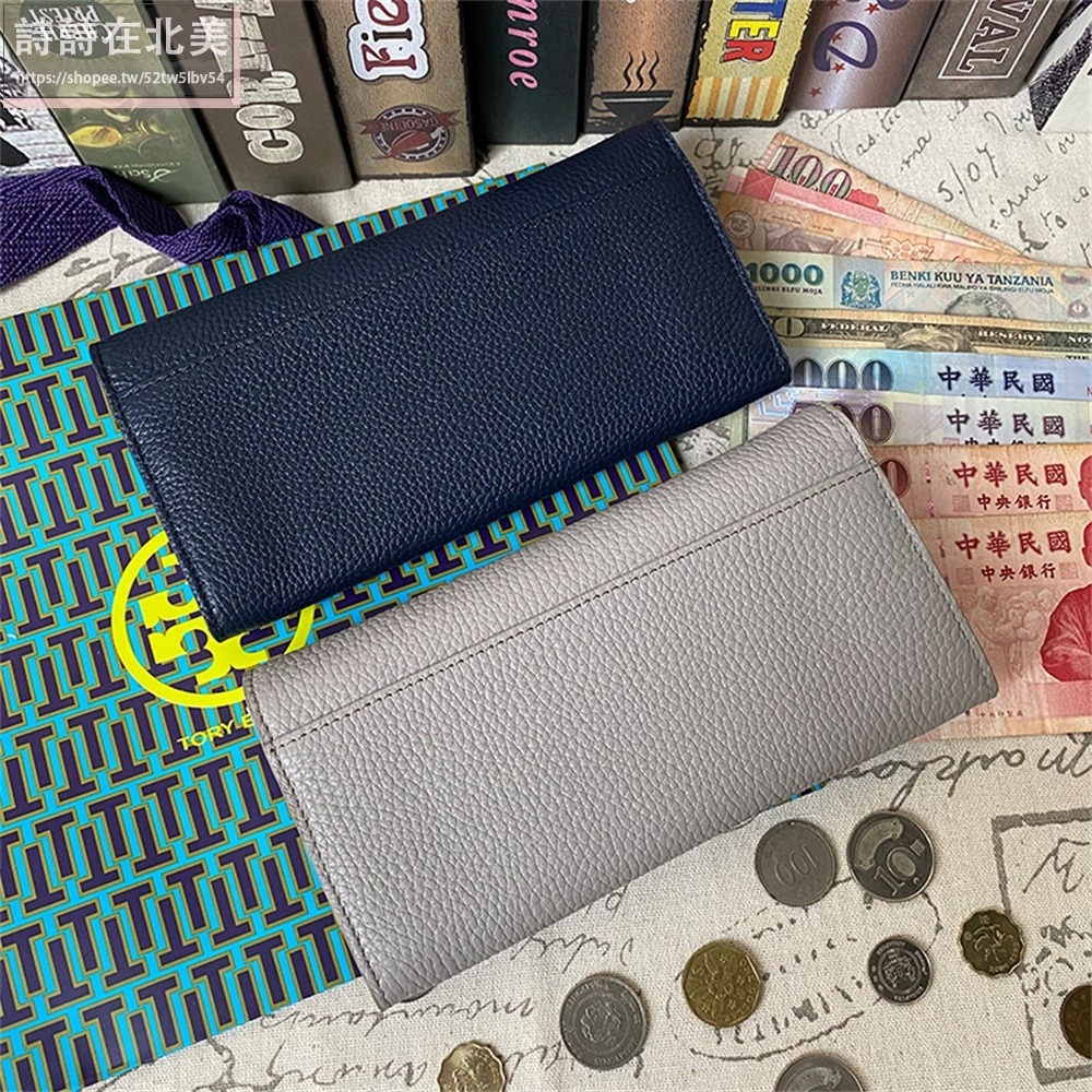 詩詩精品 Tory Burch 皮夾 荔枝紋真皮卡夾 tb長夾 錢包 零錢夾 零錢包 按扣長夾 手拿包 信用卡夾-細節圖3