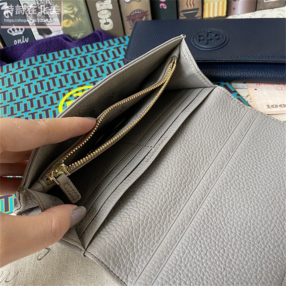 詩詩精品 Tory Burch 皮夾 荔枝紋真皮卡夾 tb長夾 錢包 零錢夾 零錢包 按扣長夾 手拿包 信用卡夾-細節圖6