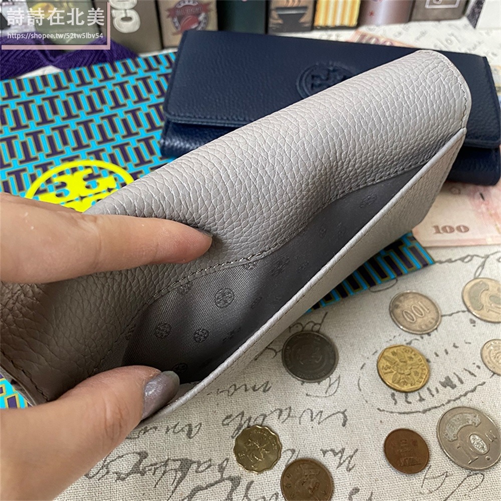 詩詩精品 Tory Burch 皮夾 荔枝紋真皮卡夾 tb長夾 錢包 零錢夾 零錢包 按扣長夾 手拿包 信用卡夾-細節圖7