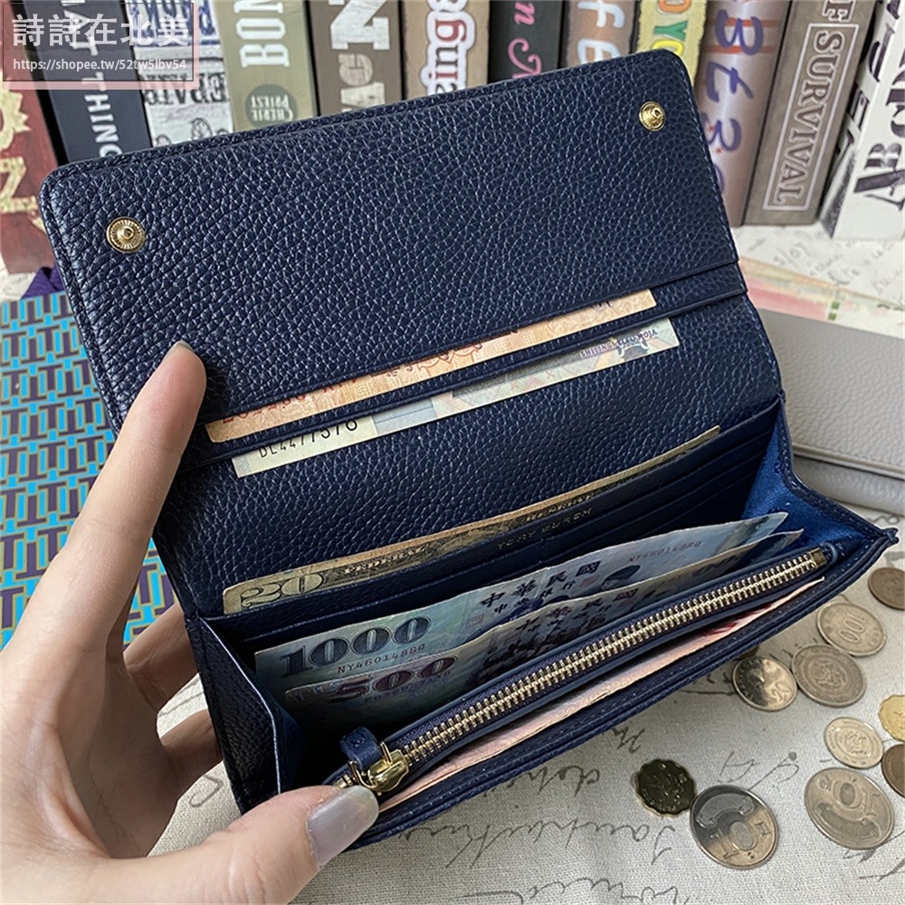 詩詩精品 Tory Burch 皮夾 荔枝紋真皮卡夾 tb長夾 錢包 零錢夾 零錢包 按扣長夾 手拿包 信用卡夾-細節圖10