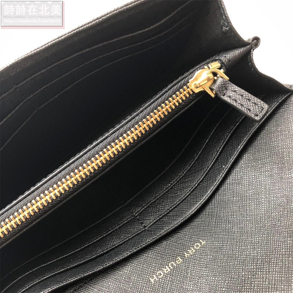 詩詩精品 Tory Burch 皮夾 長夾 錢夾 零錢夾 大鈔夾 暗釦夾 零錢包 證件夾 十字紋防刮長夾 卡片夾 手拿包-細節圖6
