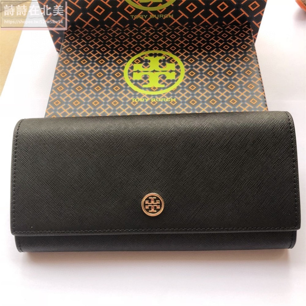 詩詩精品 Tory Burch 皮夾 長夾 時尚百搭 錢包 暗釦錢夾 十字紋防刮多卡位零錢包 女生卡夾 證件夾 手拿包-細節圖2