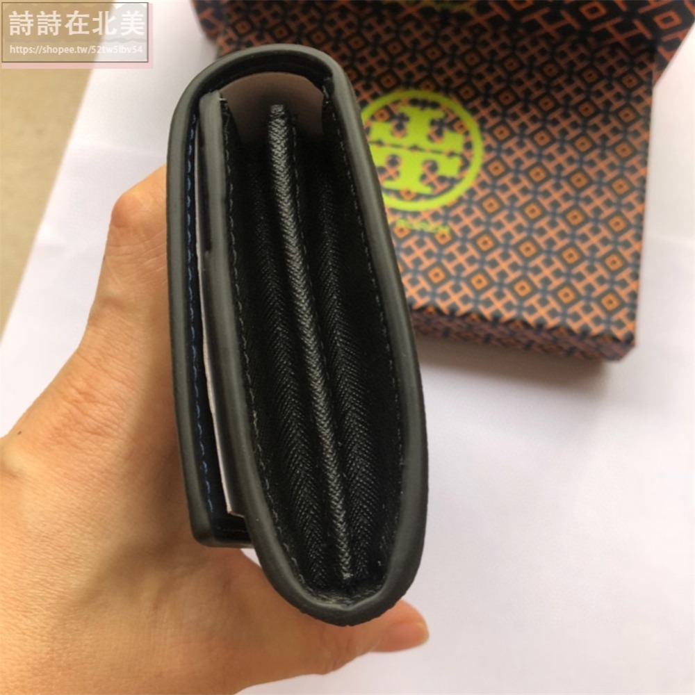 詩詩精品 Tory Burch 皮夾 長夾 時尚百搭 錢包 暗釦錢夾 十字紋防刮多卡位零錢包 女生卡夾 證件夾 手拿包-細節圖5